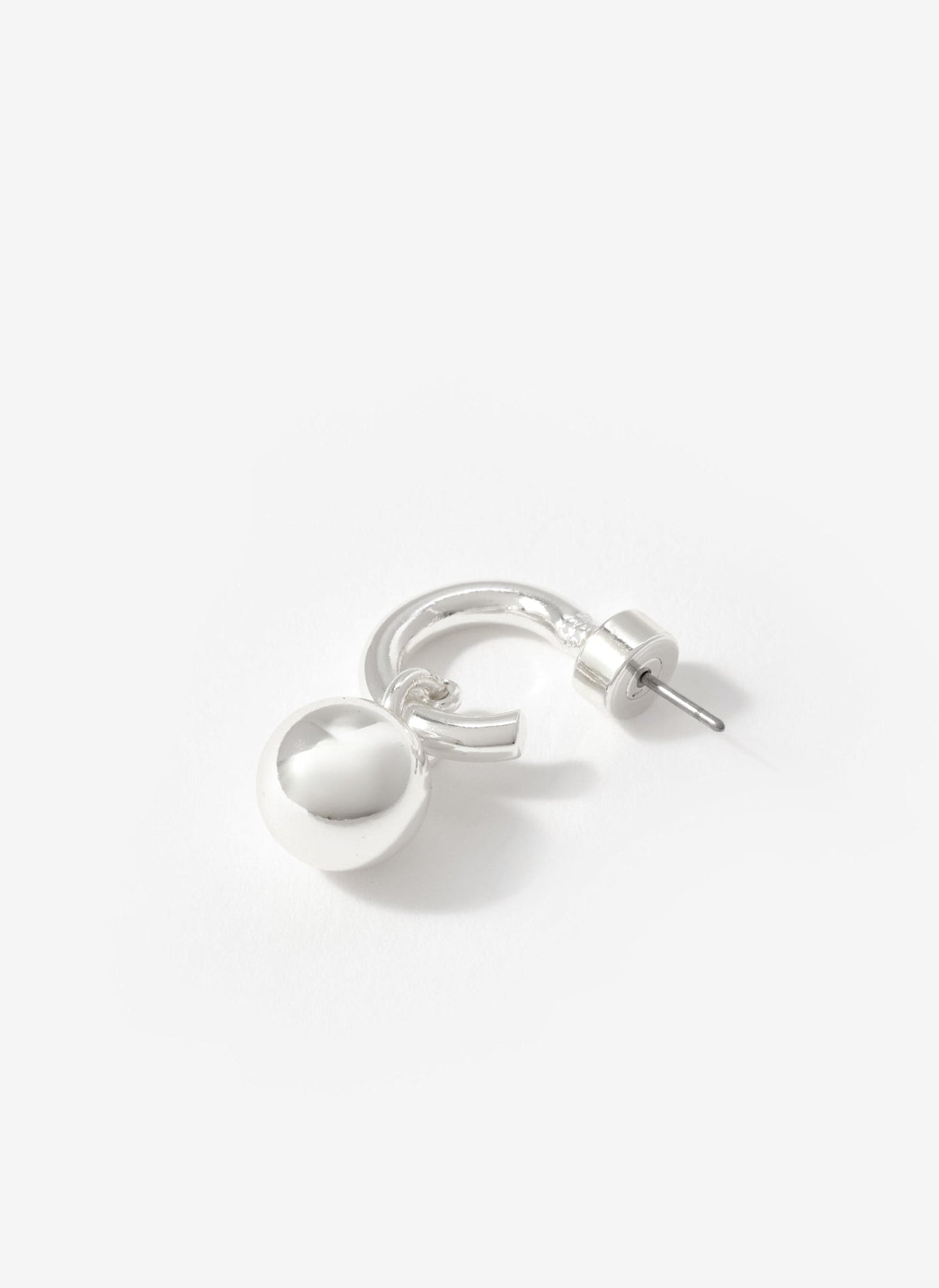 Silver Tone Sphere Hoop Earrings