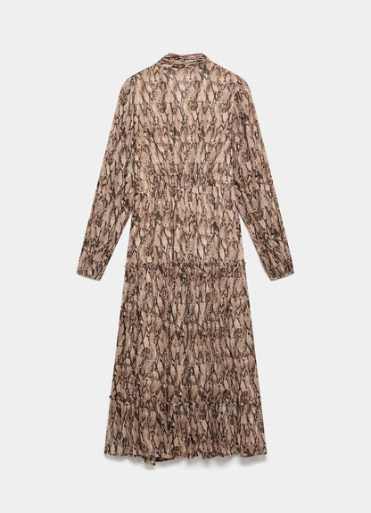 Brown Snake Print Midi Dress