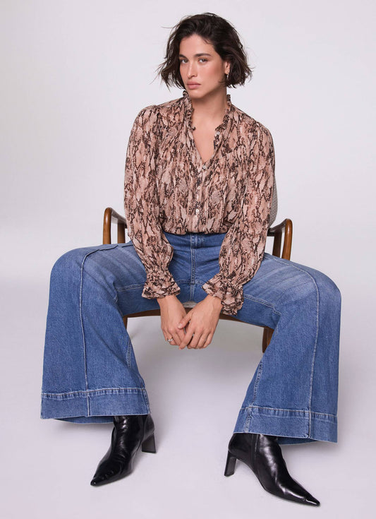 Brown Snake Print Blouse