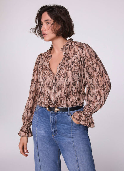 Brown Snake Print Blouse