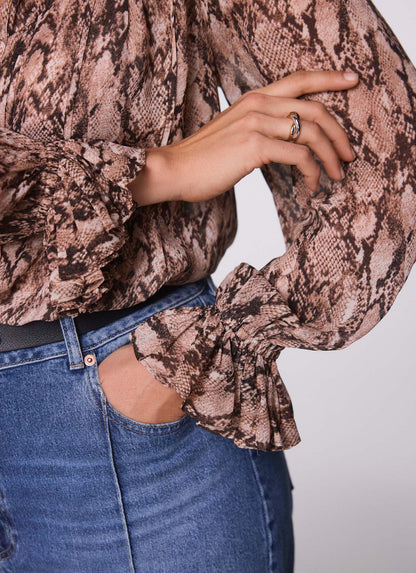 Brown Snake Print Blouse