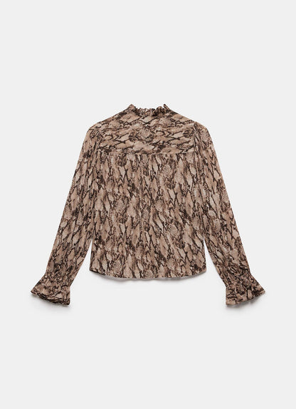 Brown Snake Print Blouse