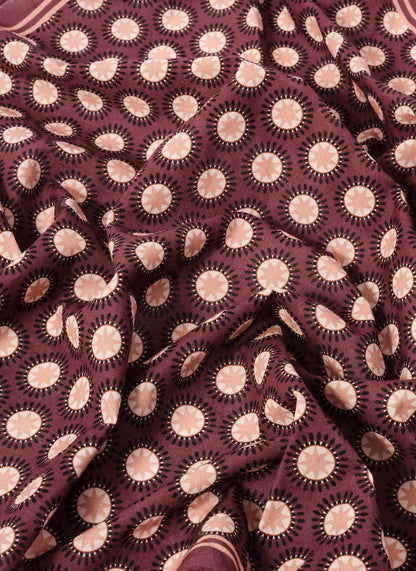Burgundy Geometric Print Square Neck Scarf