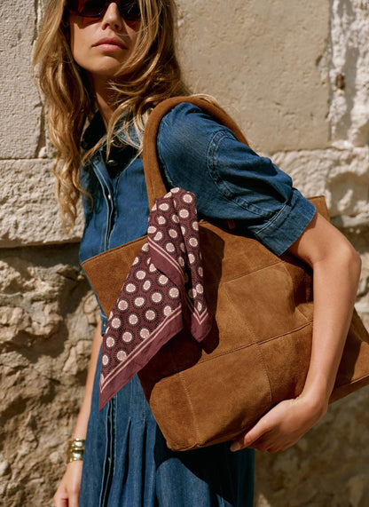 Burgundy Geometric Print Square Neck Scarf