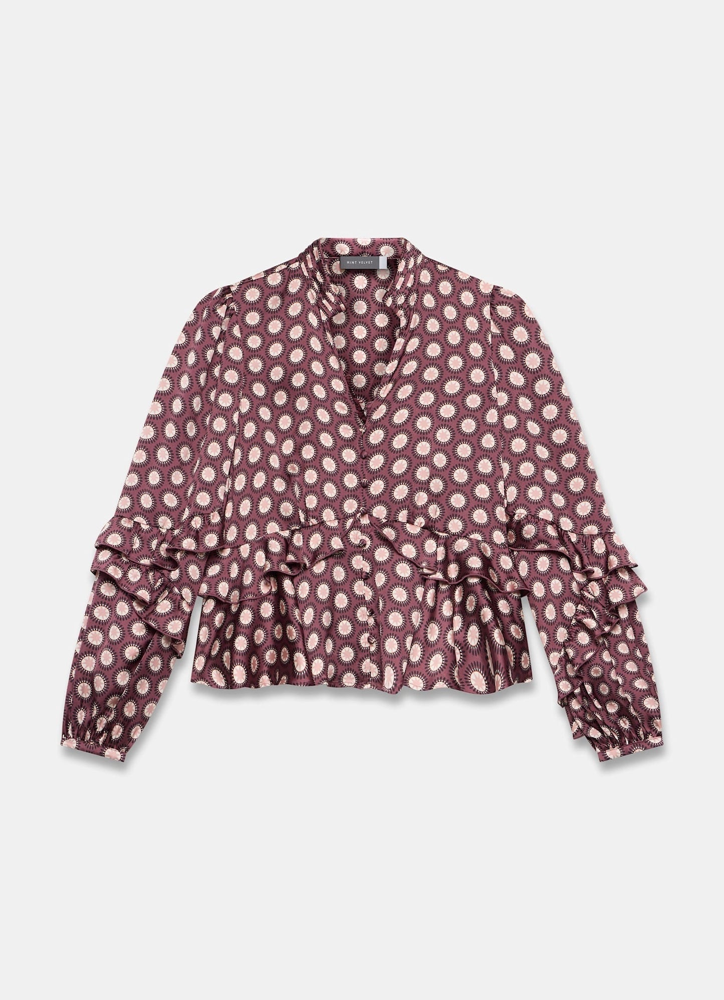 Burgundy Geometric Print Top
