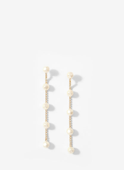 Gold Tone Diamante Pearl Drop Earrings