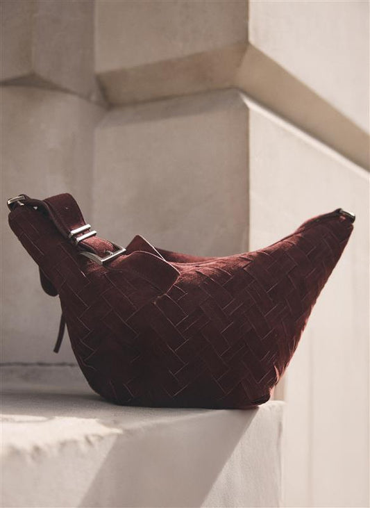 Stevie Burgundy Woven Bucket Bag