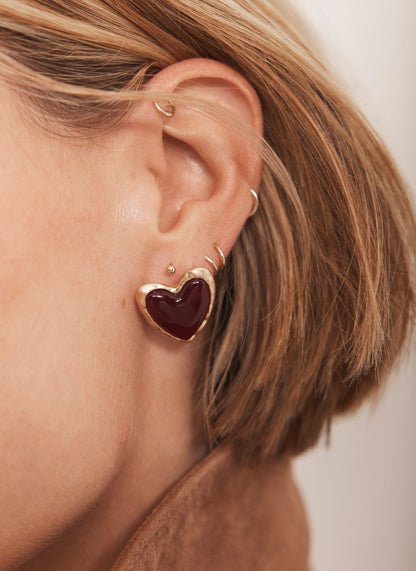 Gold Tone Heart Stud Earrings