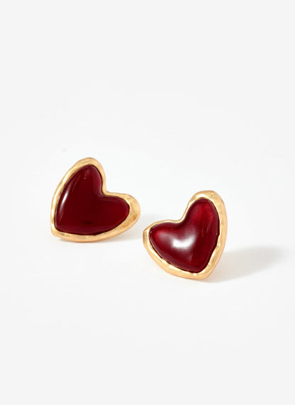 Gold Tone Heart Stud Earrings