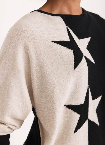 Neutral Cotton Blend Star Jumper