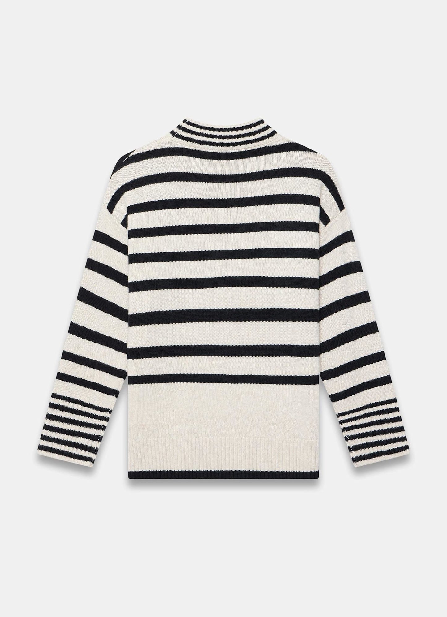 Cream Wool Blend Striped Longline Jumper