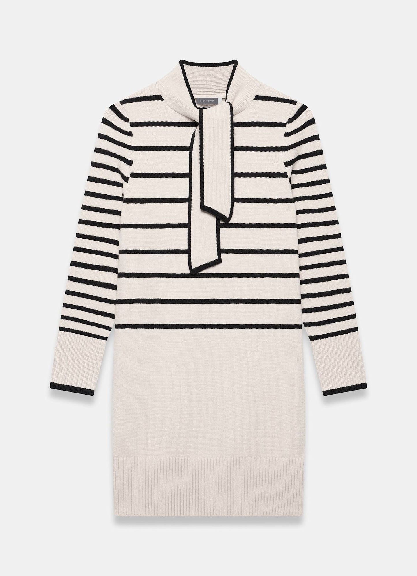 Cream Striped Scarf Knit Mini Dress