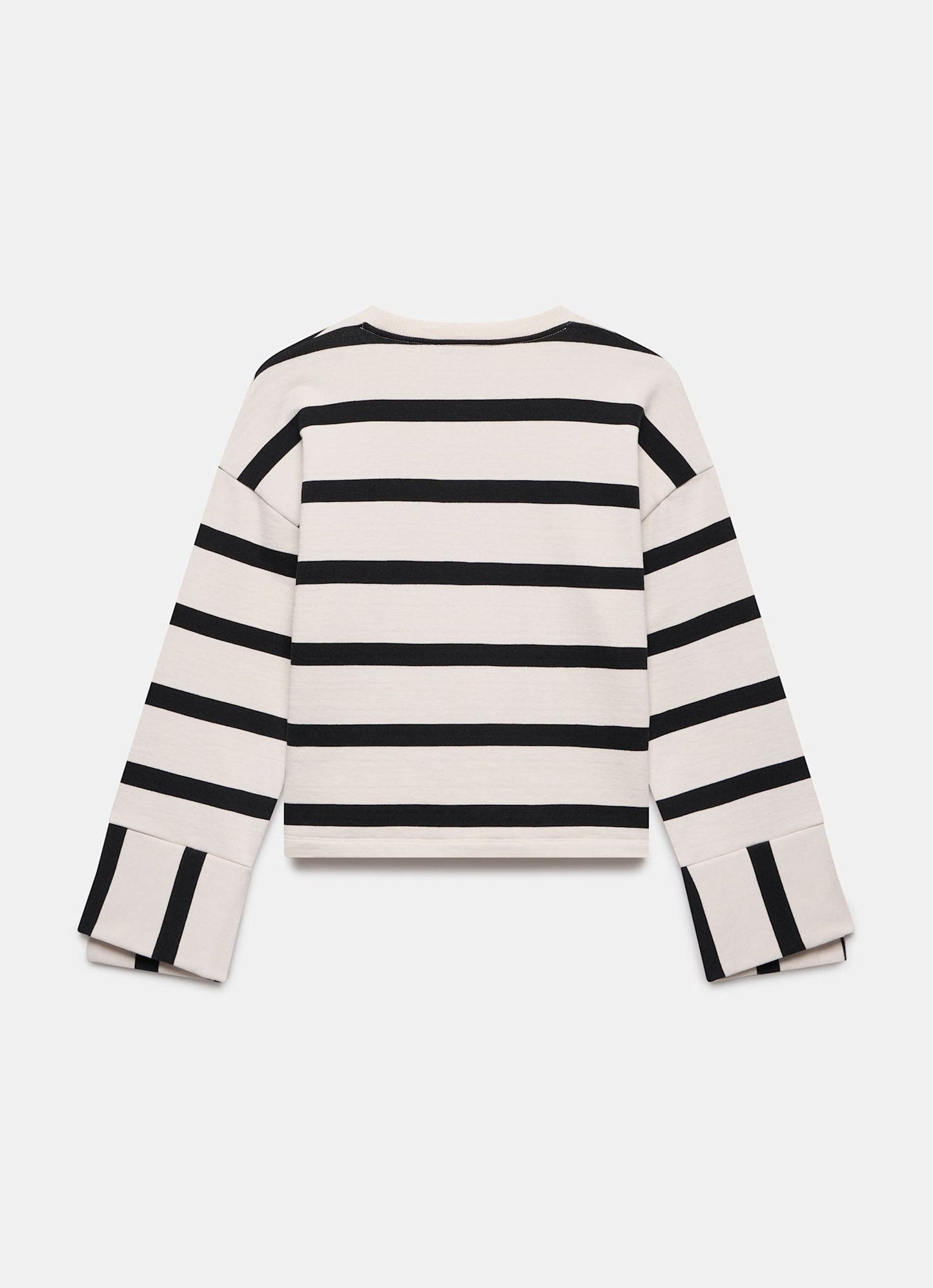 Cream Striped Statement Cuff Sweatshirt