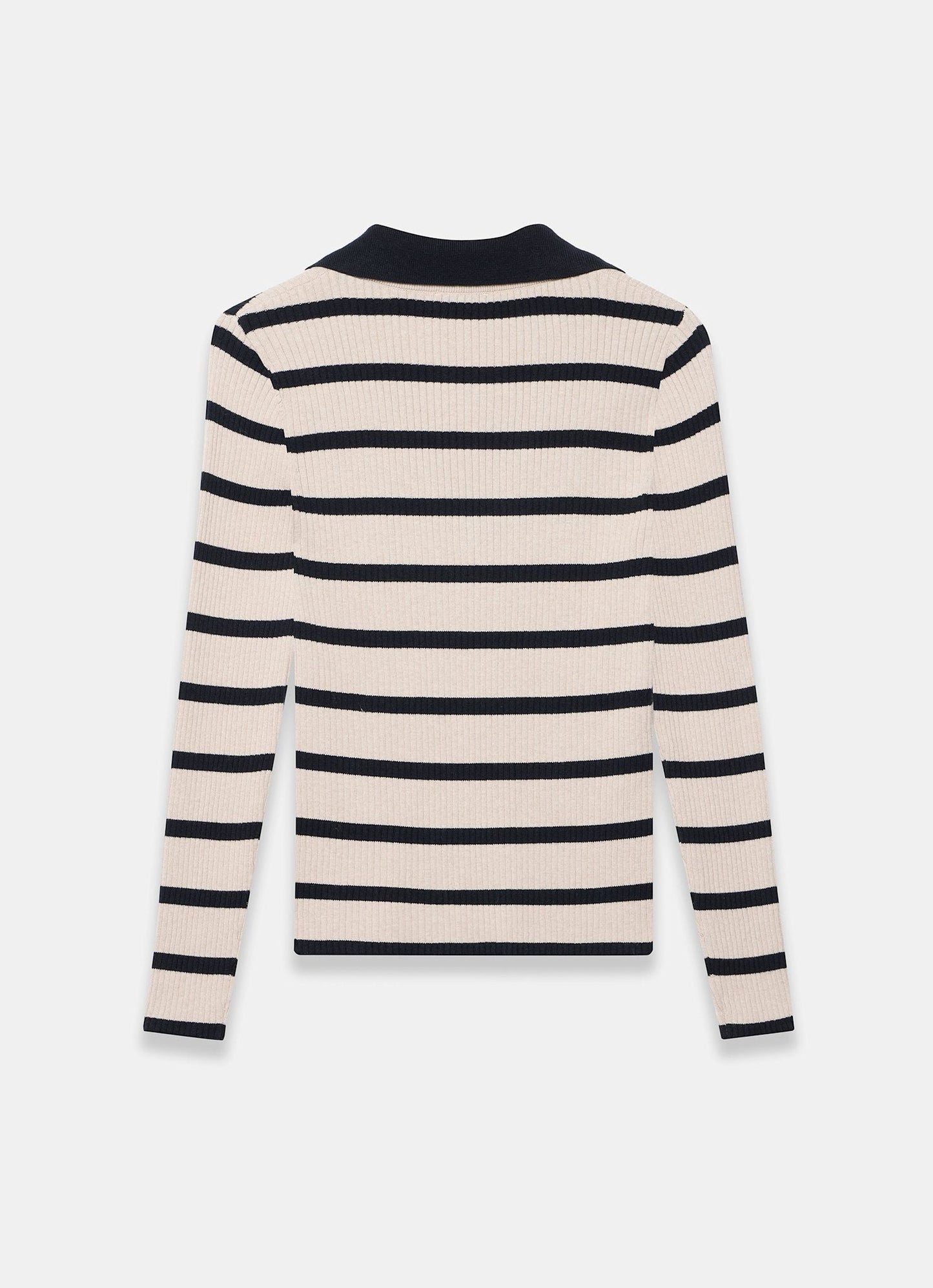 Cream Cotton Blend Striped Ribbed Top