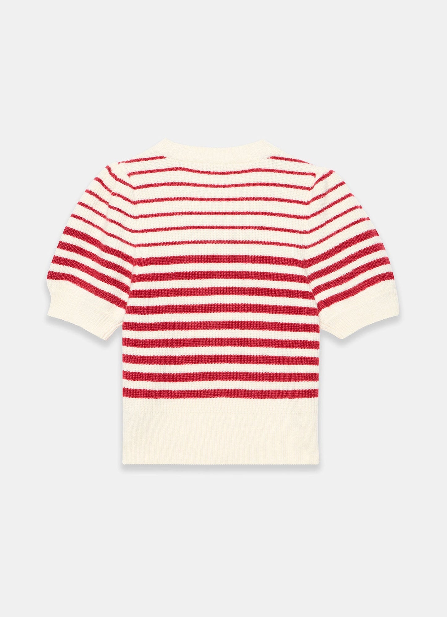Red Striped Puff Sleeve Knit Top
