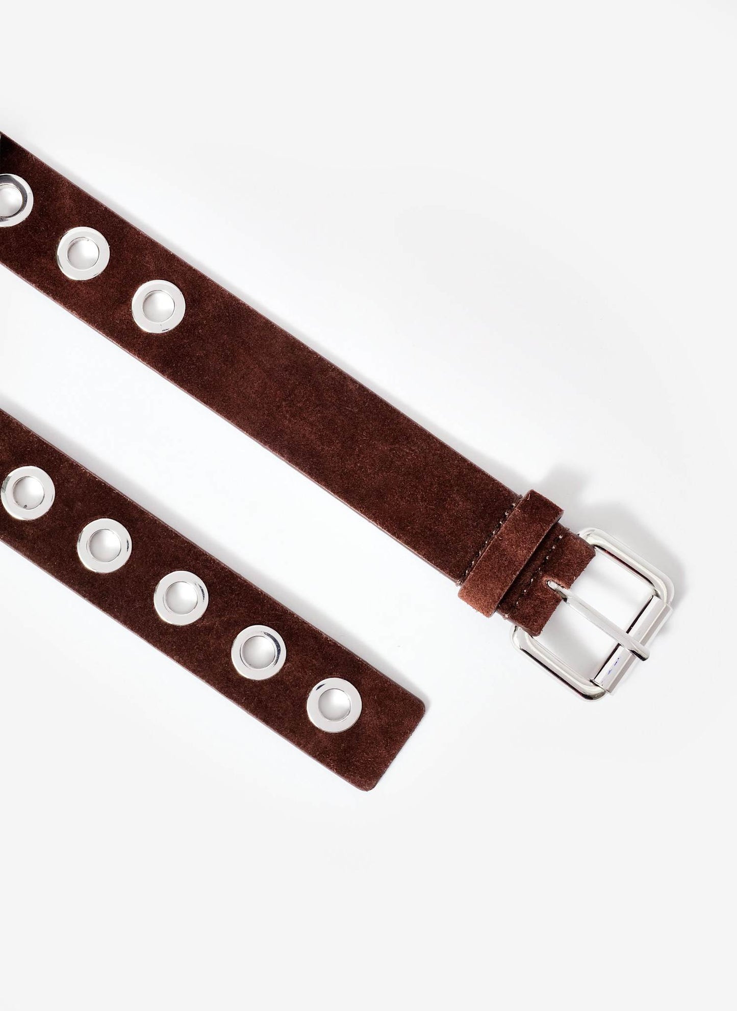 Brown Suede Eyelet Belt