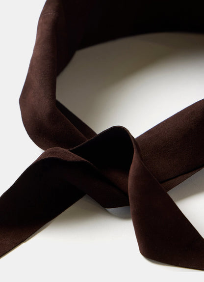 Brown Suede Mini Triangle Neck Scarf