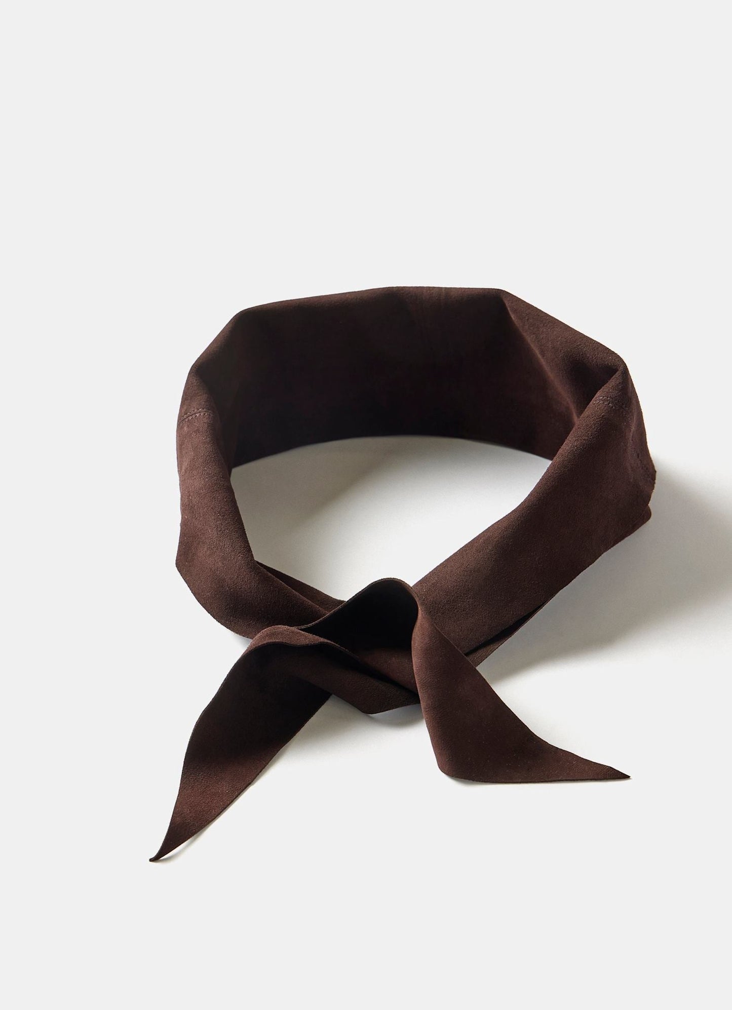 Brown Suede Mini Triangle Neck Scarf