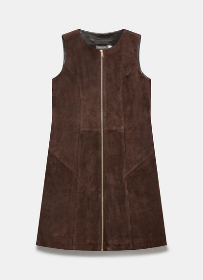 Brown Suede Shift Mini Dress