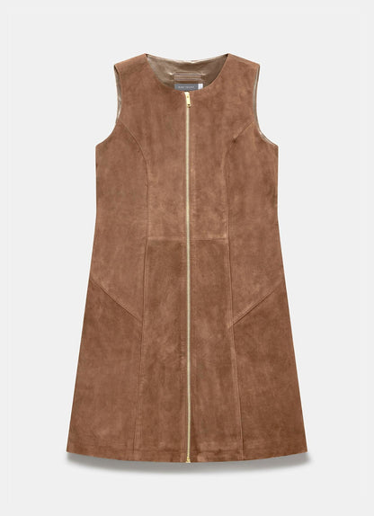 Neutral Suede Shift Mini Dress