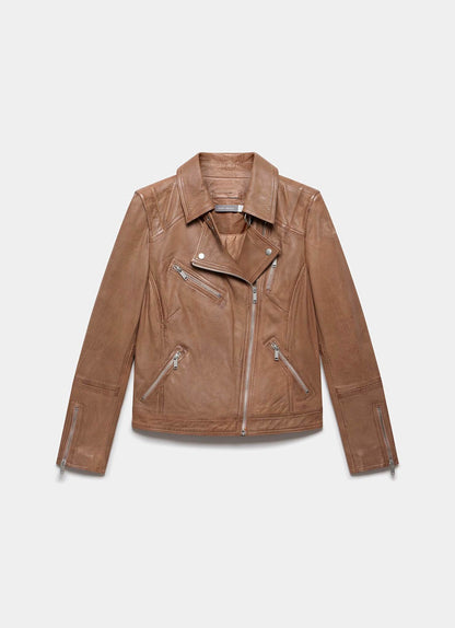Tan Casual Leather Jacket