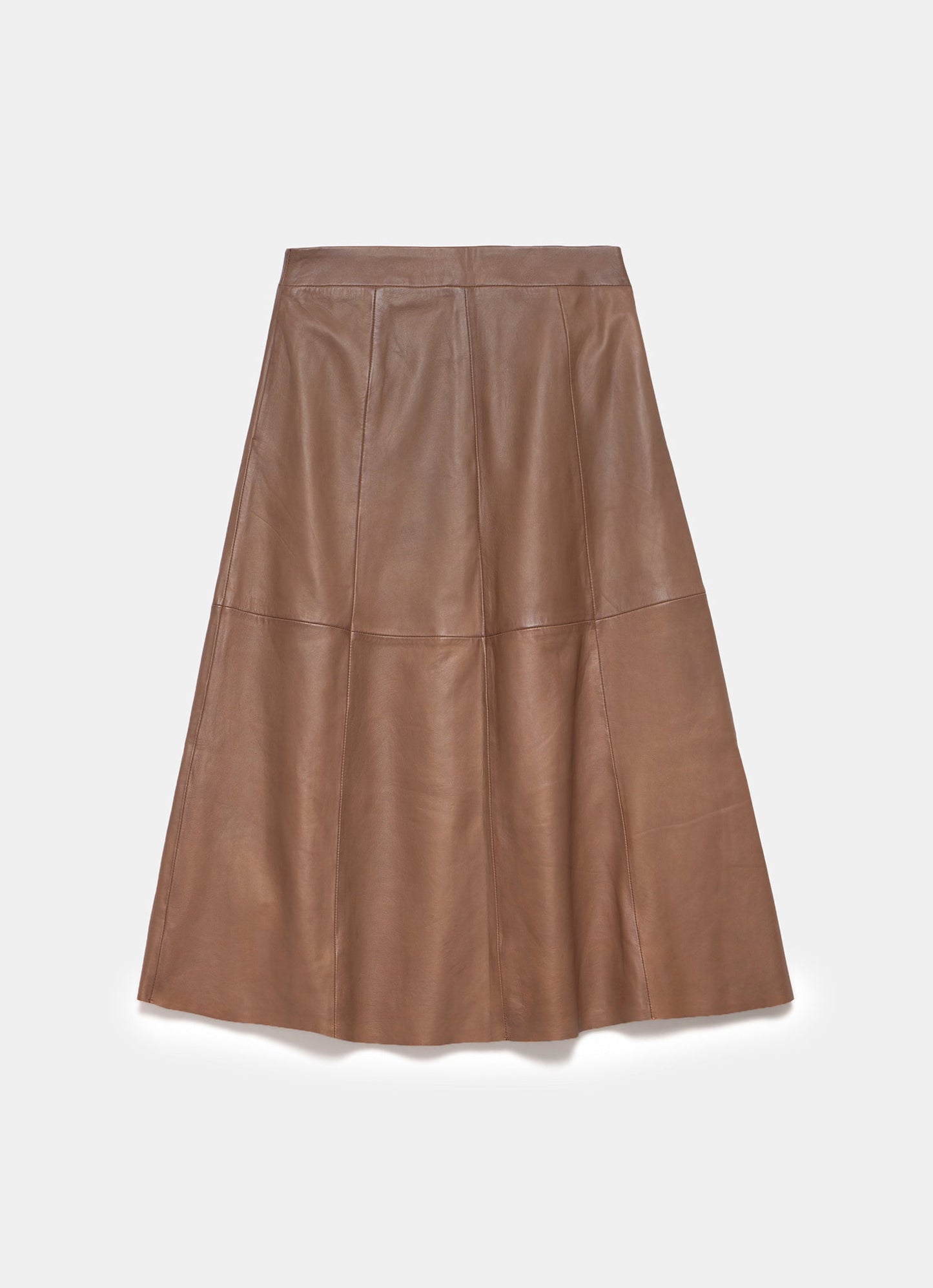 Tan Leather Midi Skirt