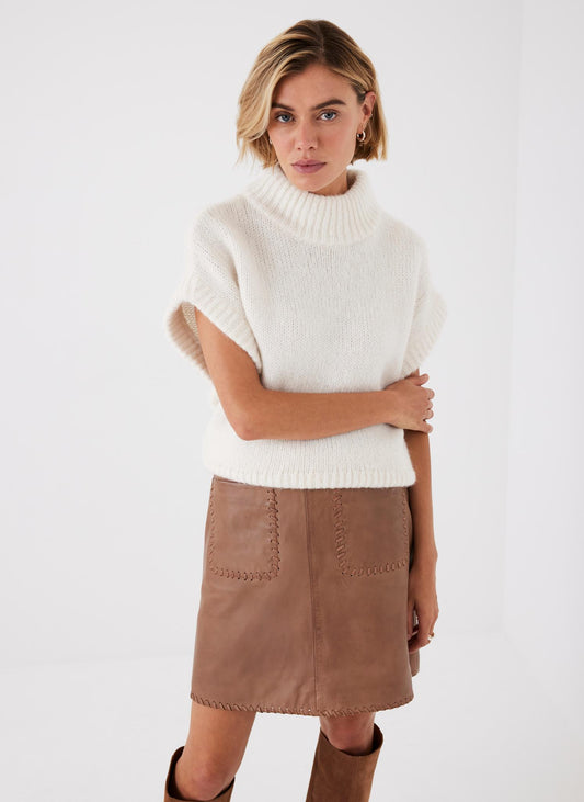 Tan Leather Mini Skirt