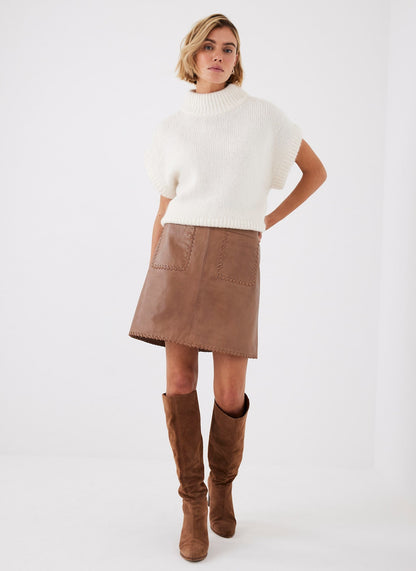 Tan Leather Mini Skirt