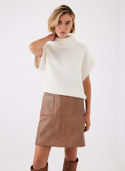 Tan Leather Mini Skirt
