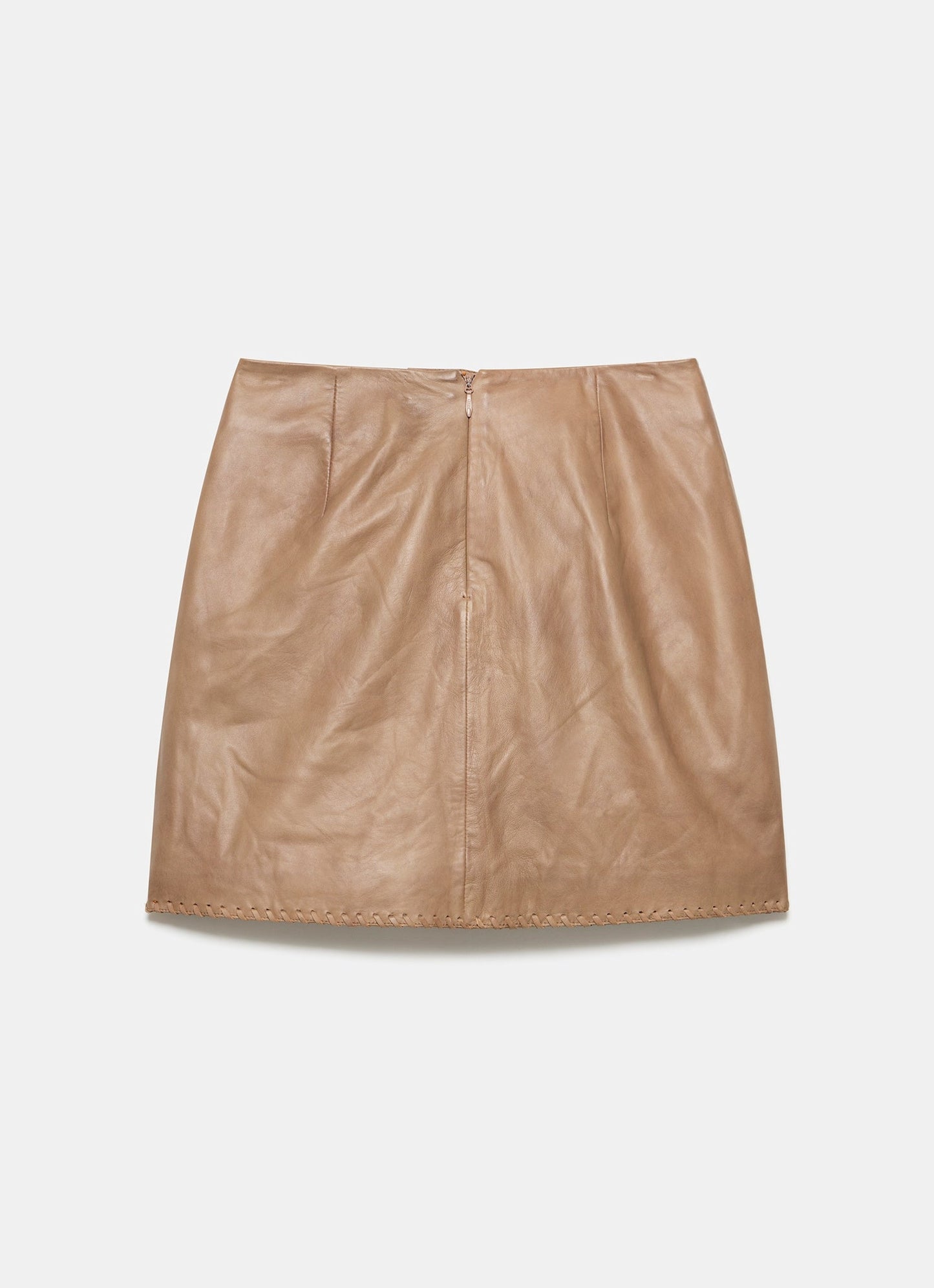 Tan Leather Mini Skirt