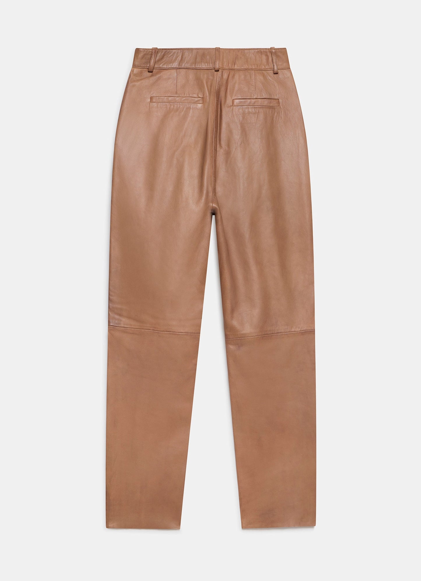 Tan Leather Tapered Trousers