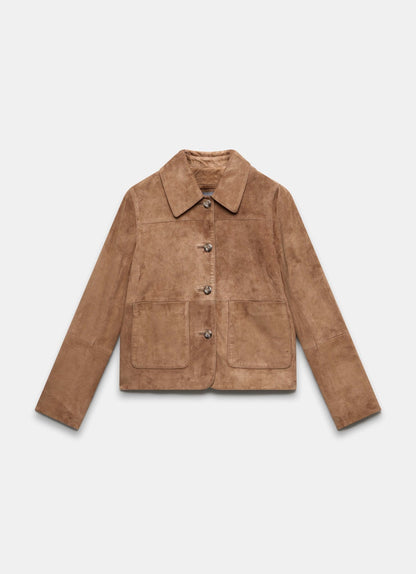 Tan Suede Pocket Detail Jacket