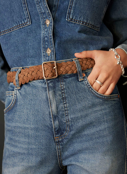 Tan Suede Woven Belt