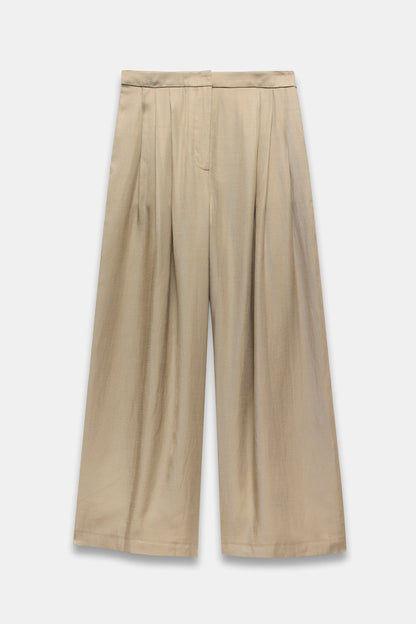Taupe Pleated Wide Trousers