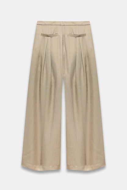 Taupe Pleated Wide Trousers