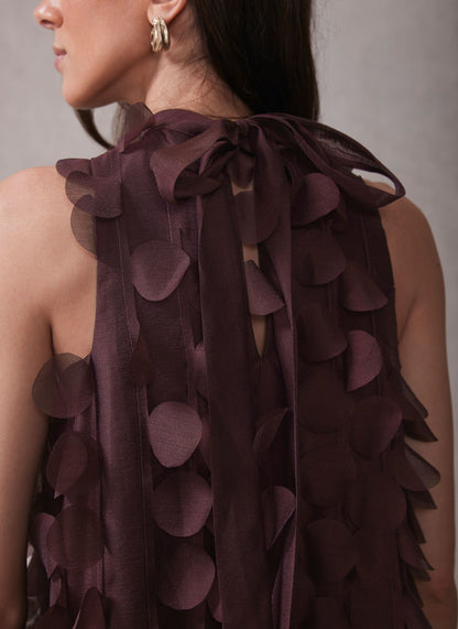 Burgundy Applique Mini Shift Dress