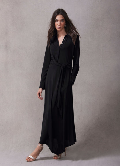 Black Tie Front Maxi Dress