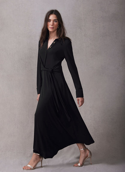 Black Tie Front Maxi Dress
