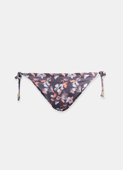 Purple Floral Print Tie Side Bikini Briefs