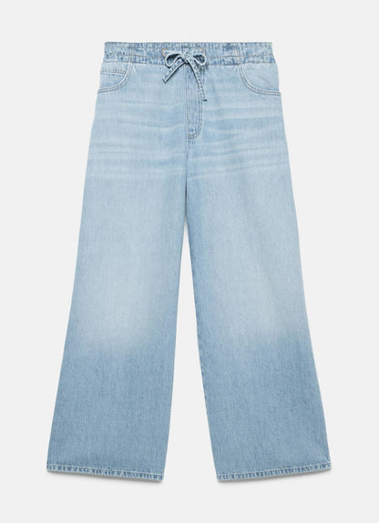 Light Indigo Wide Leg Tie Waist Jeans