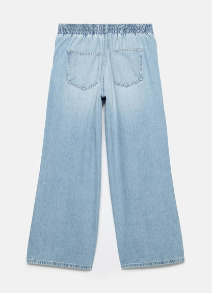 Light Indigo Wide Leg Tie Waist Jeans