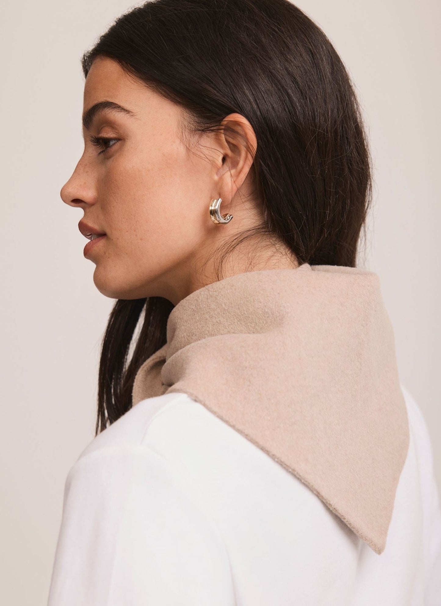 Neutral Triangle Wool Neck Scarf