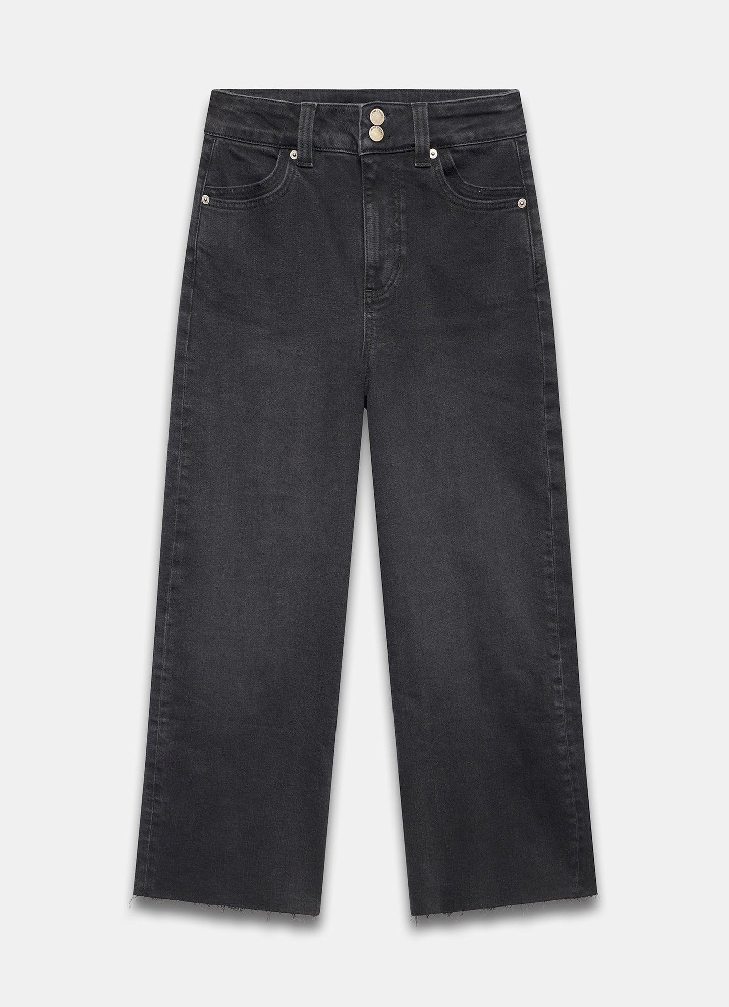 Washed Black Cropped Wide Jeans