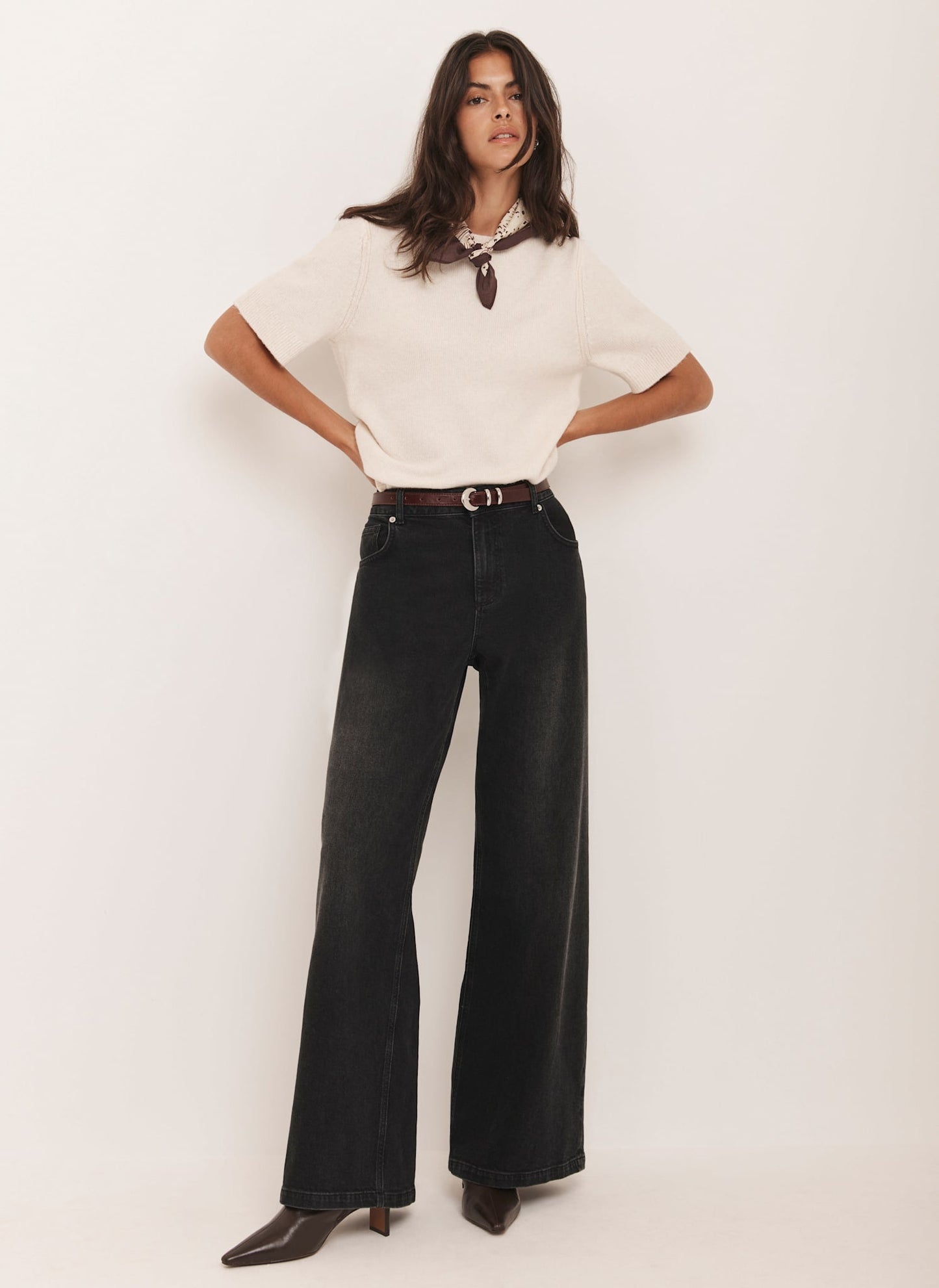 Washed Black Wide Jeans
