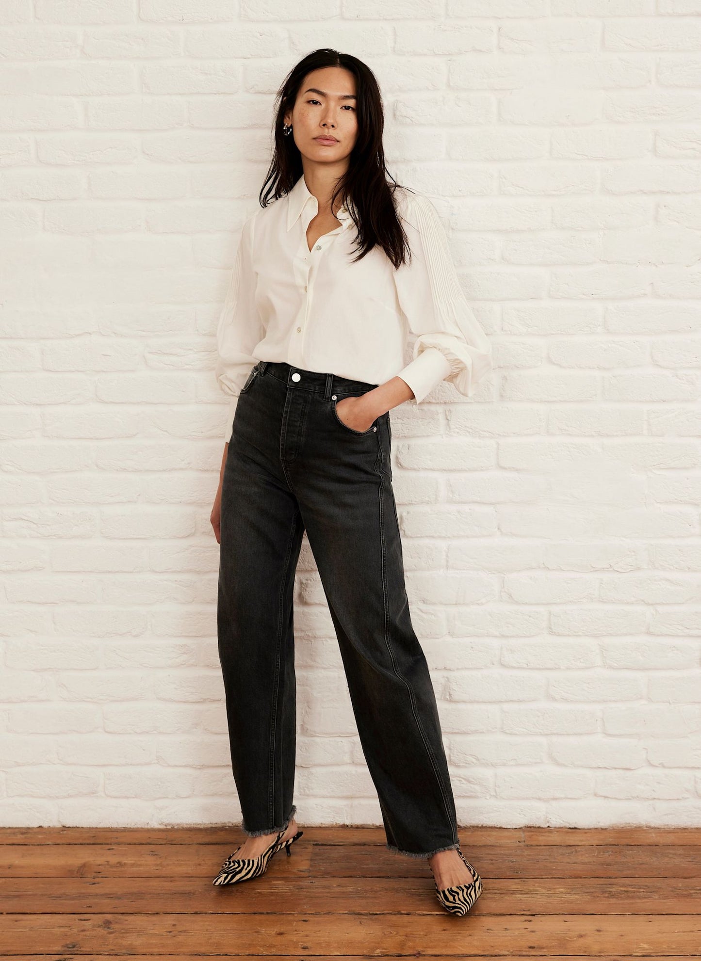 Washed Black Barrel Leg Jeans