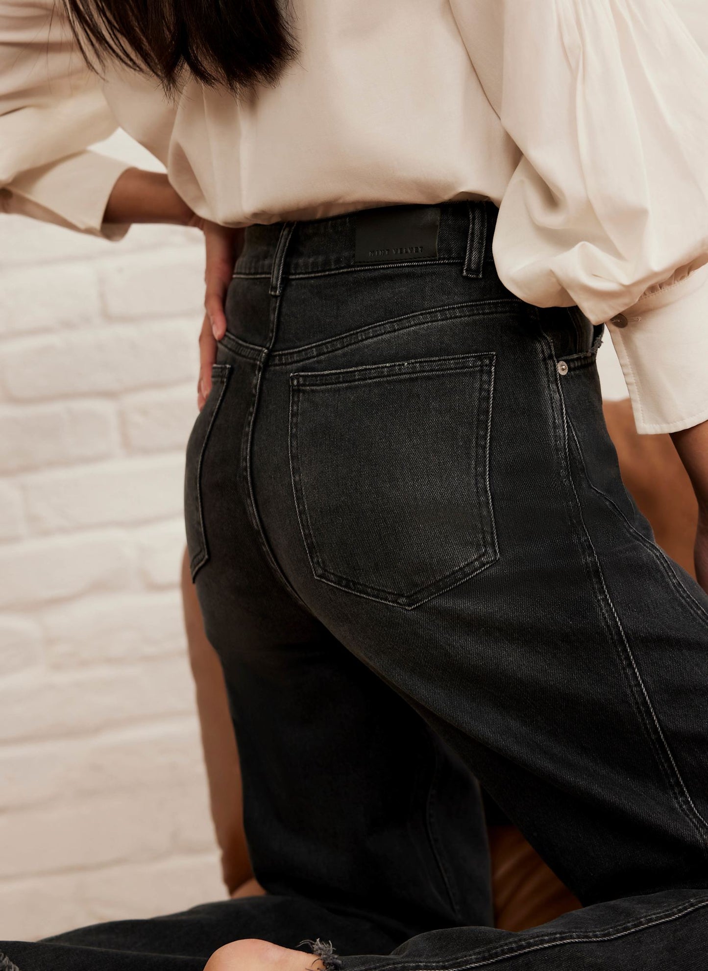 Washed Black Barrel Leg Jeans