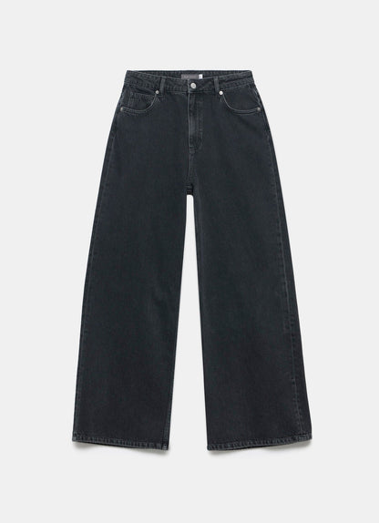 Washed Black Super Soft Wide Leg Jeans