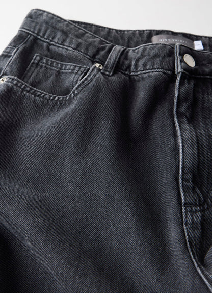 Washed Black Super Soft Wide Leg Jeans