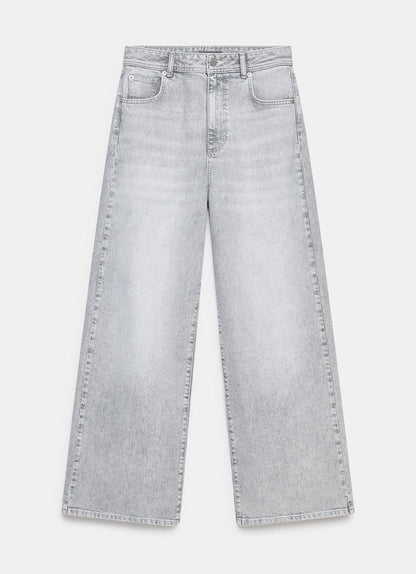 Washed Grey Wide Jeans