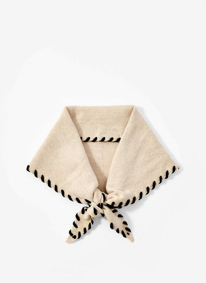 Neutral Whipstitch Triangle Neck Scarf